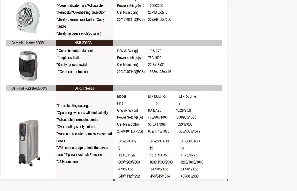Portable oil radiator electric heater