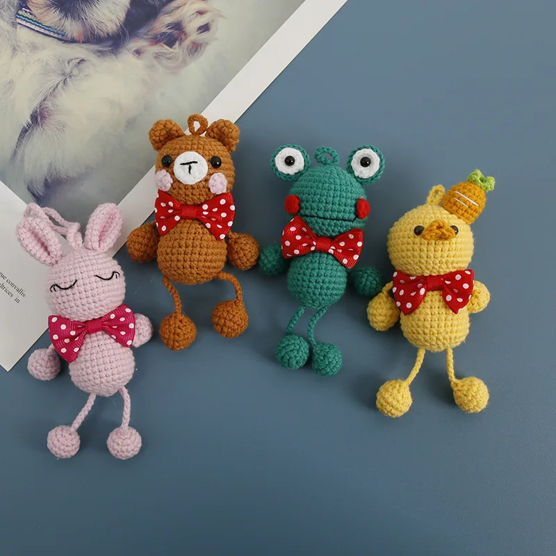 Crochet plush frog doll hand knit stuffed animal frog kawaii handmade knitted frog toys for baby kids gifts personalized toy