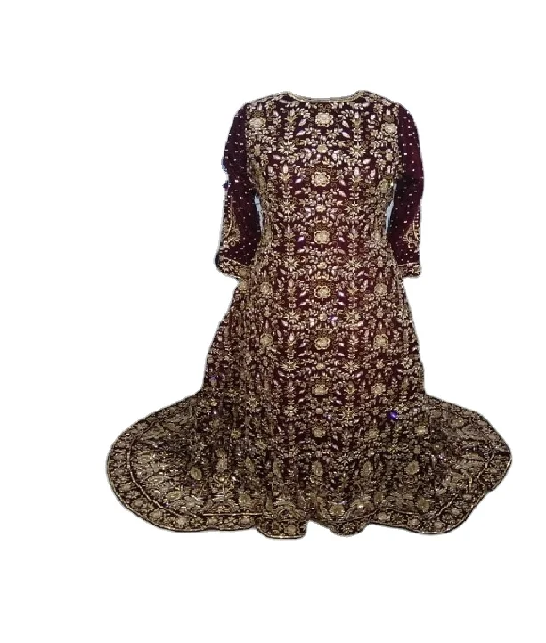 Bridal pakistani wedding outfits dress embellished in dabka cora beads glass beads pearls stone crystals rhinestone work