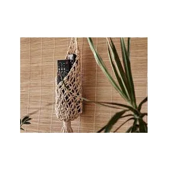 New Trendy Macrame Remote Control Holder Hand Knitted Wall Remote Holder For Pen Magazine Glasses Cell Phone