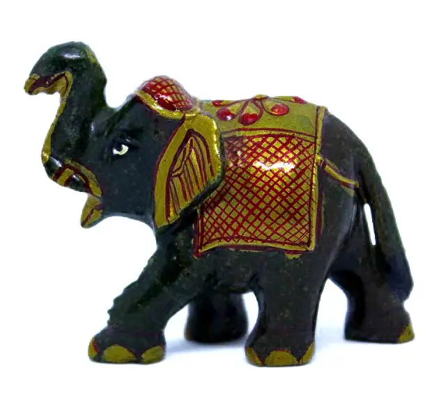 Buy Indoor Decorative Indian Handcrafted Rose Quartz Gemstone Hand-painted Elephant Statue Carving Figurine Make in India