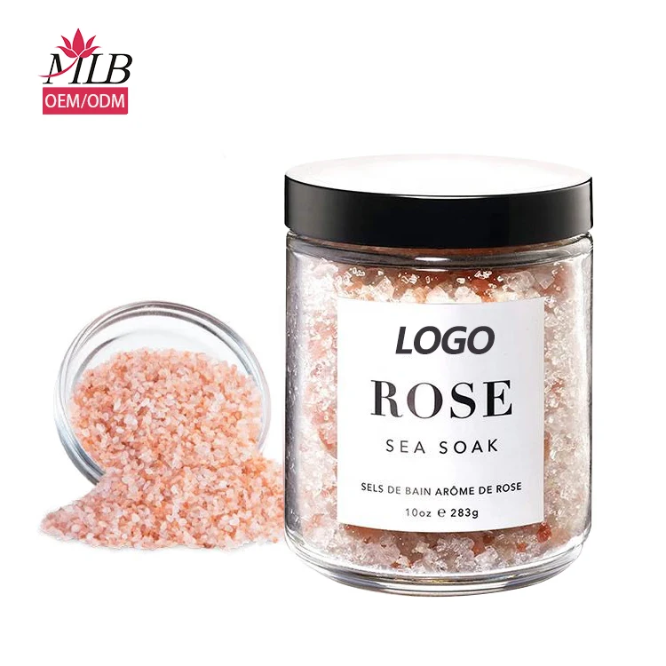 Private Label Vegan Mineral Bath Salts Himalayan Salt Lavender Jasmine Rose Bath Soak Bath Salts With Flowers