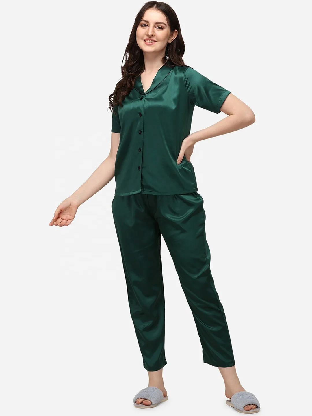 Spring Summer Silk Pajama Set Women Sexy Silk Sleepwear Home Suit Satin Pajamas Female Loose Lounge Wear Sets Pjs Women Coldker