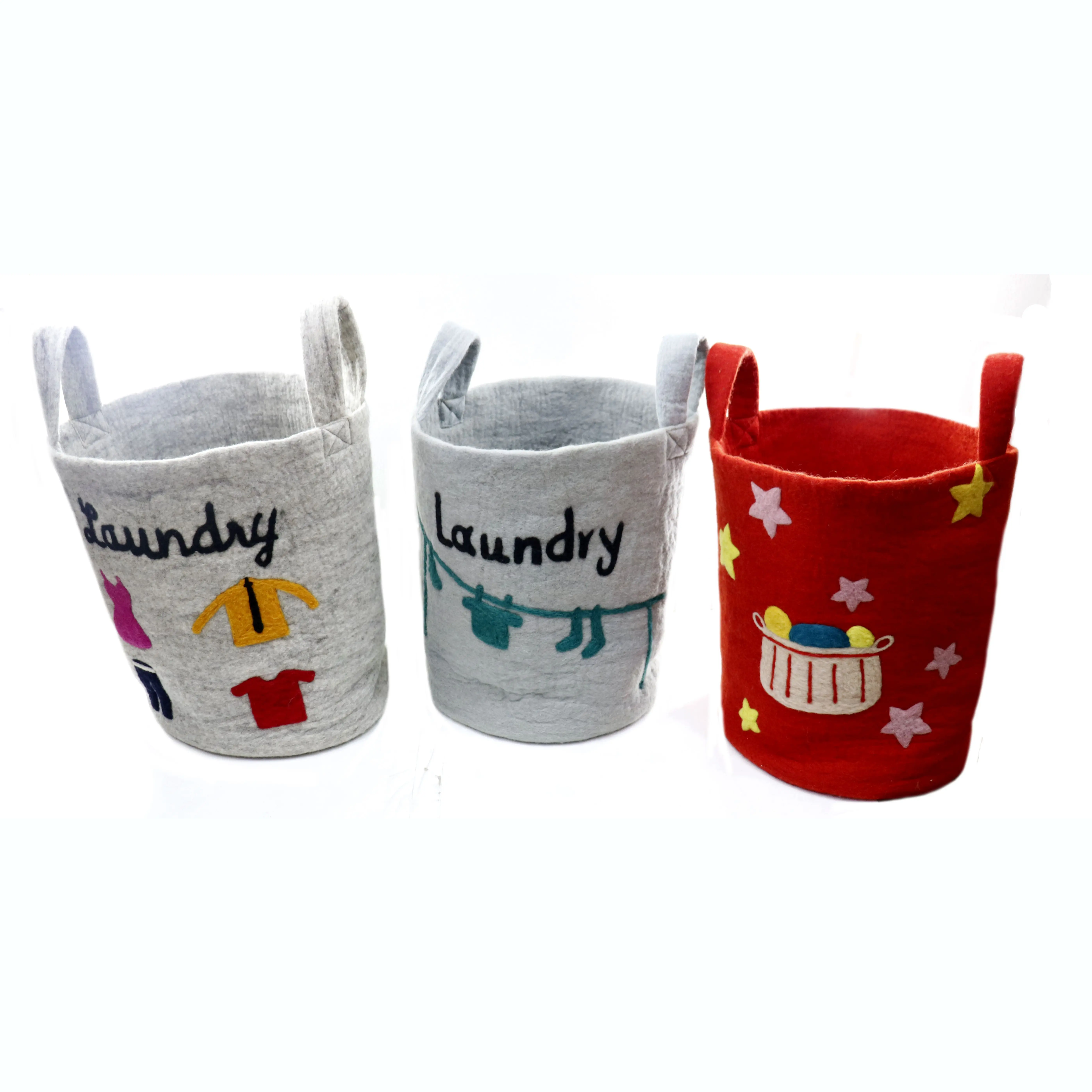 Handmade Needle Felted Laundry Basket, Storage Bin, Bucket, Shelf Storage Organizer