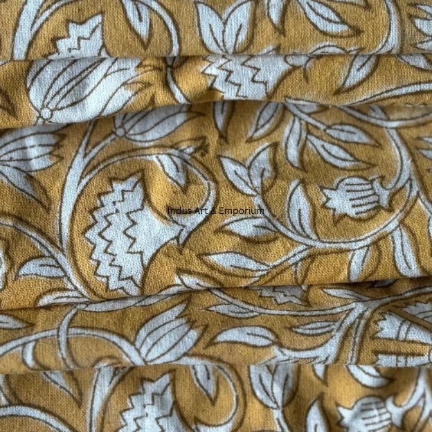 Hand Block Print Cotton Cambric 60X60 Running Fabric Traditional Jaipuri Print Cotton Fabric
