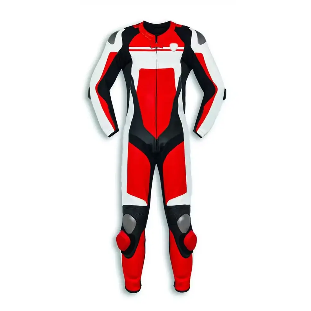 Black and RED Partially perforated race suit motorbike racing suit with aerodynamic race hump CE approved armor race suit