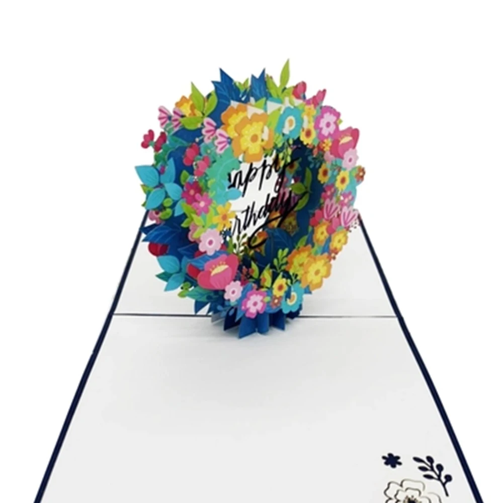 Birthday Flower Bunch Modern Style 3D Pop-Up Cards Bouquet Of 3D Pop-up Cards For Export In Bulk