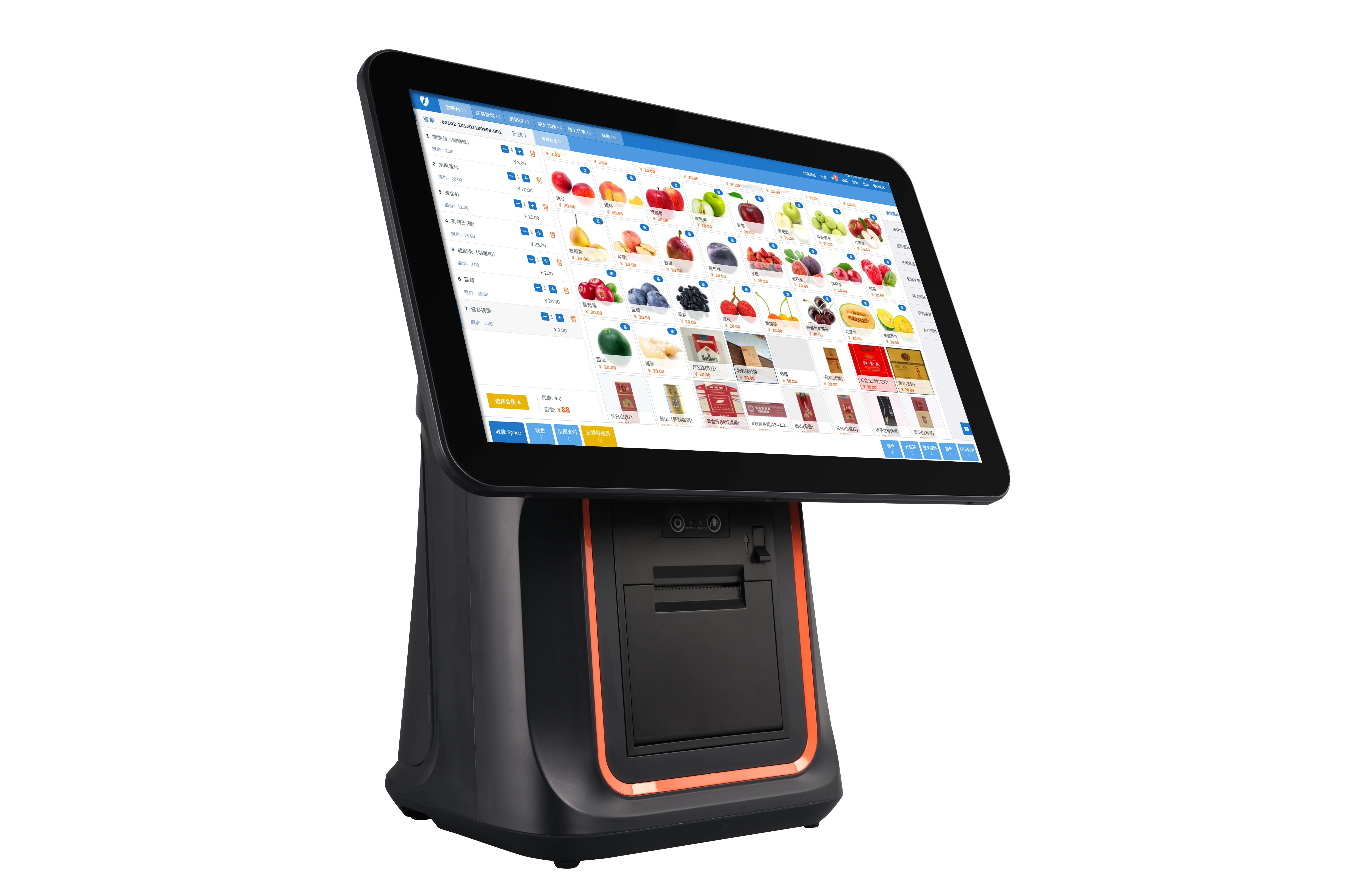 15 дюймов точка продажи системы ресторана все в одном POS терминал заказ сенсорный экран 58 мм программное обеспечение принтера