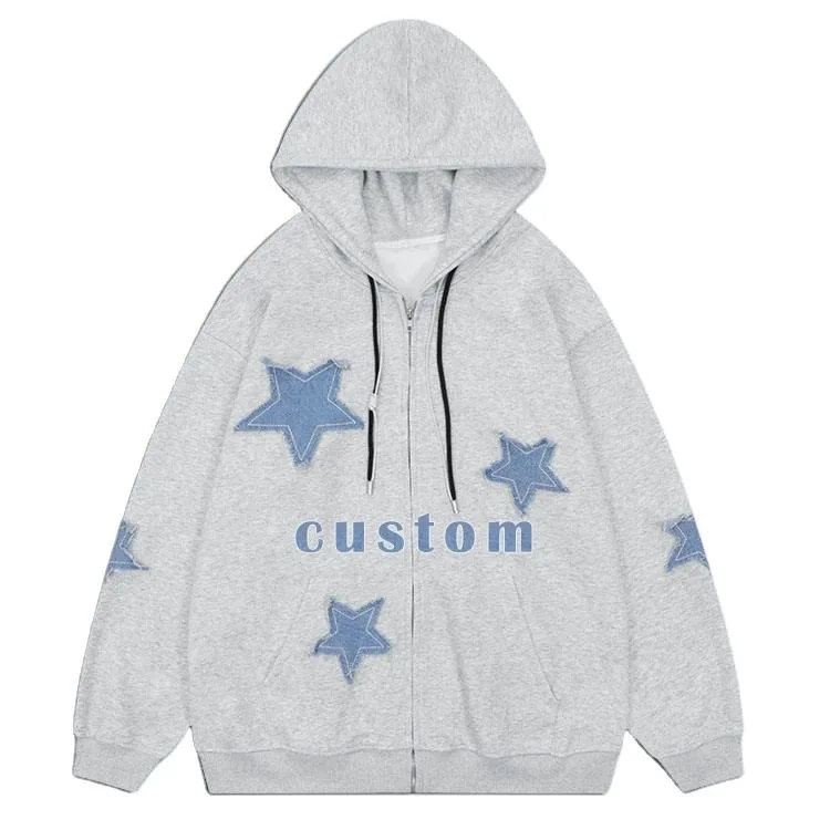 Custom cropped heavyweight hoodie 400 gsm vintage distressed embroidery patch applique cut and sew acid stone washed hoodies men