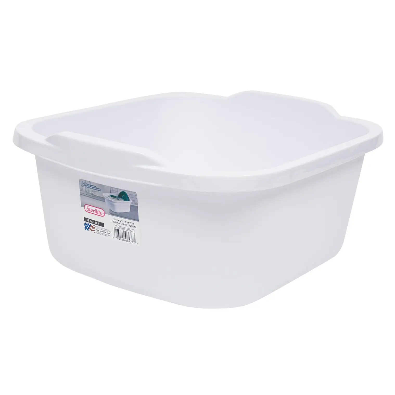 Sterilite Plastic Dishpan- 12qt- White
