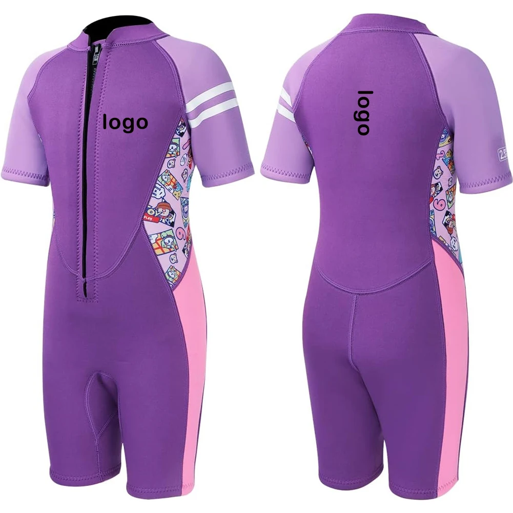 2.5mm Toddler Wetsuit Children Kids Swimming Snorkeling Surfing Diving Wet Suit Boys Front Zip Short Sleeve Neoprene Swimsuit