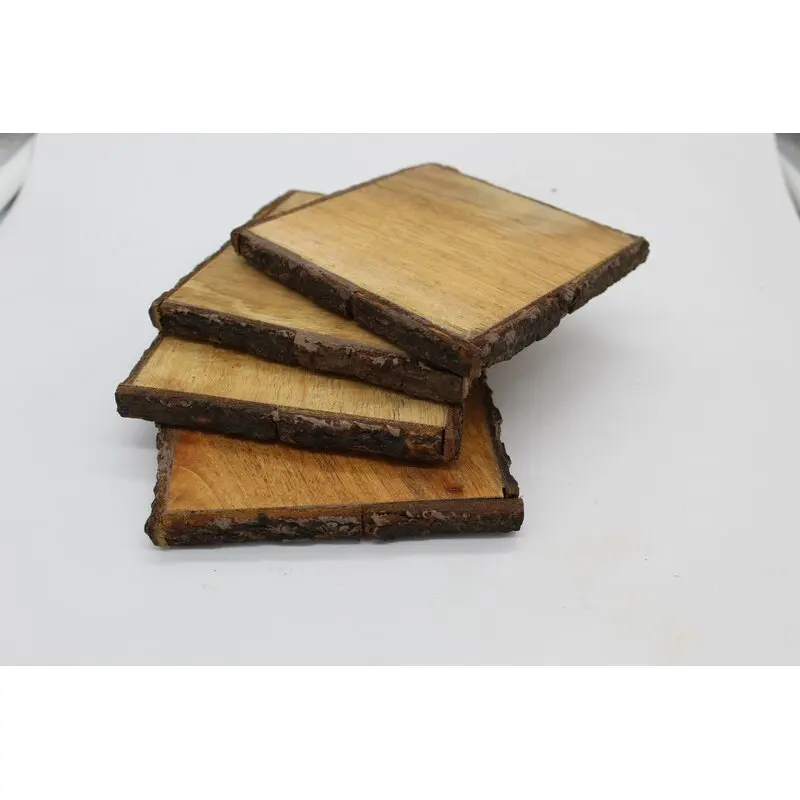 mango wooden round coasters with bark of tree for home table decorate tea cup coasters with natural color for wholesale cost