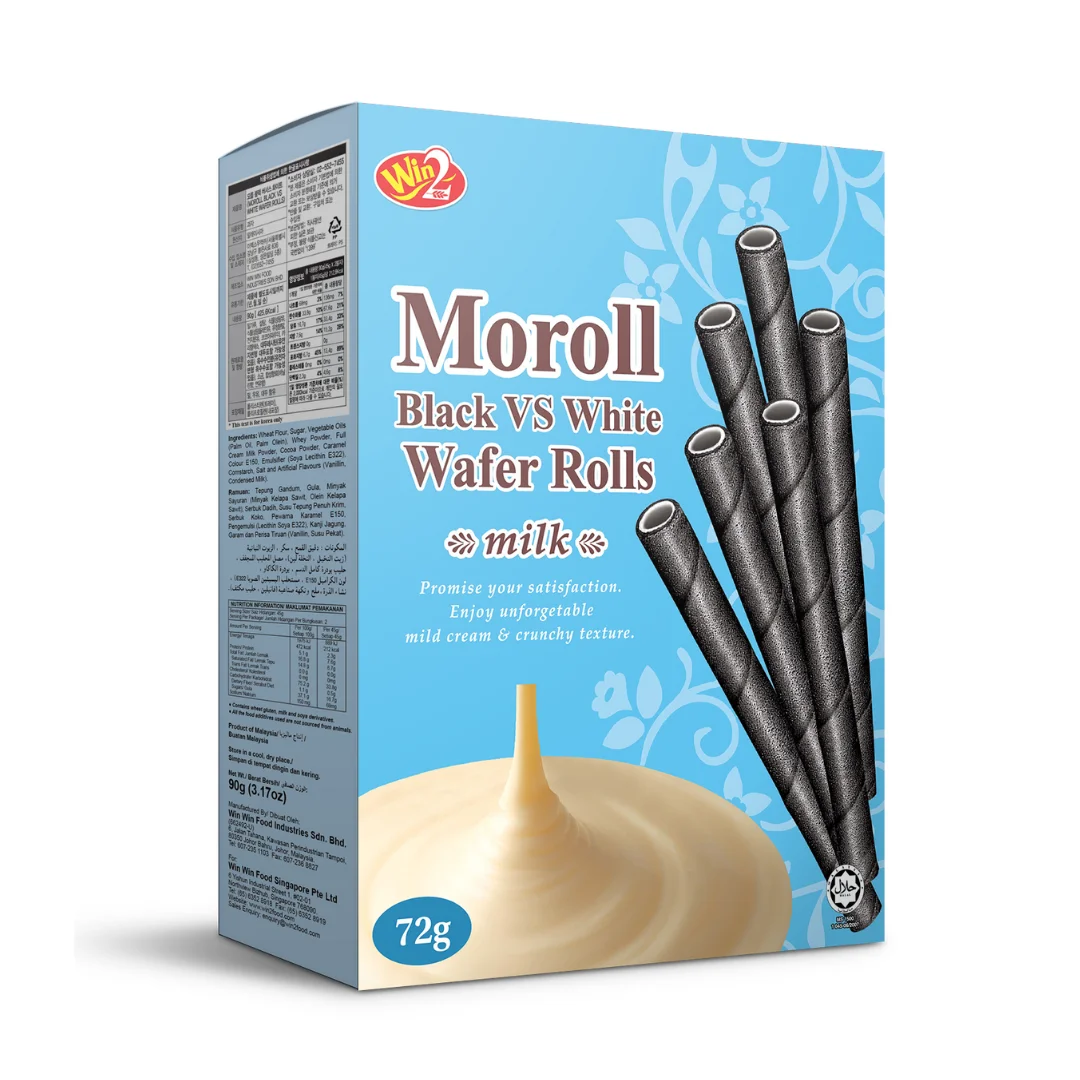 Mild Cream And Crunchy Texture Win2 Boxed Moroll Wafer Rolls With Milk Fillings 72g Wholesale Manufactured From Malaysia