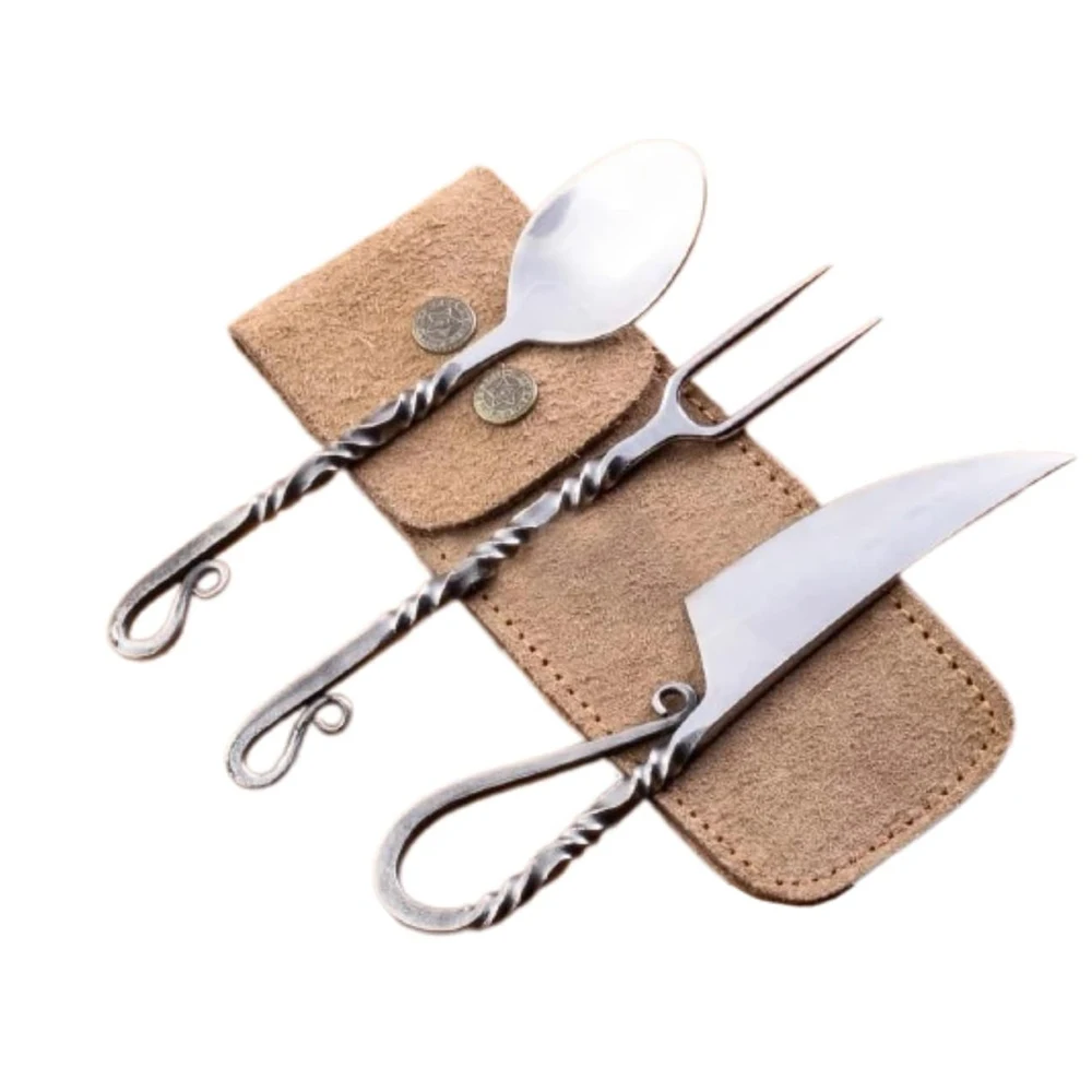 Forged knife and cutlery Viking knife medieval set blacksmith knife cutlery set Medieval Hand Forged Cutlery Unique set
