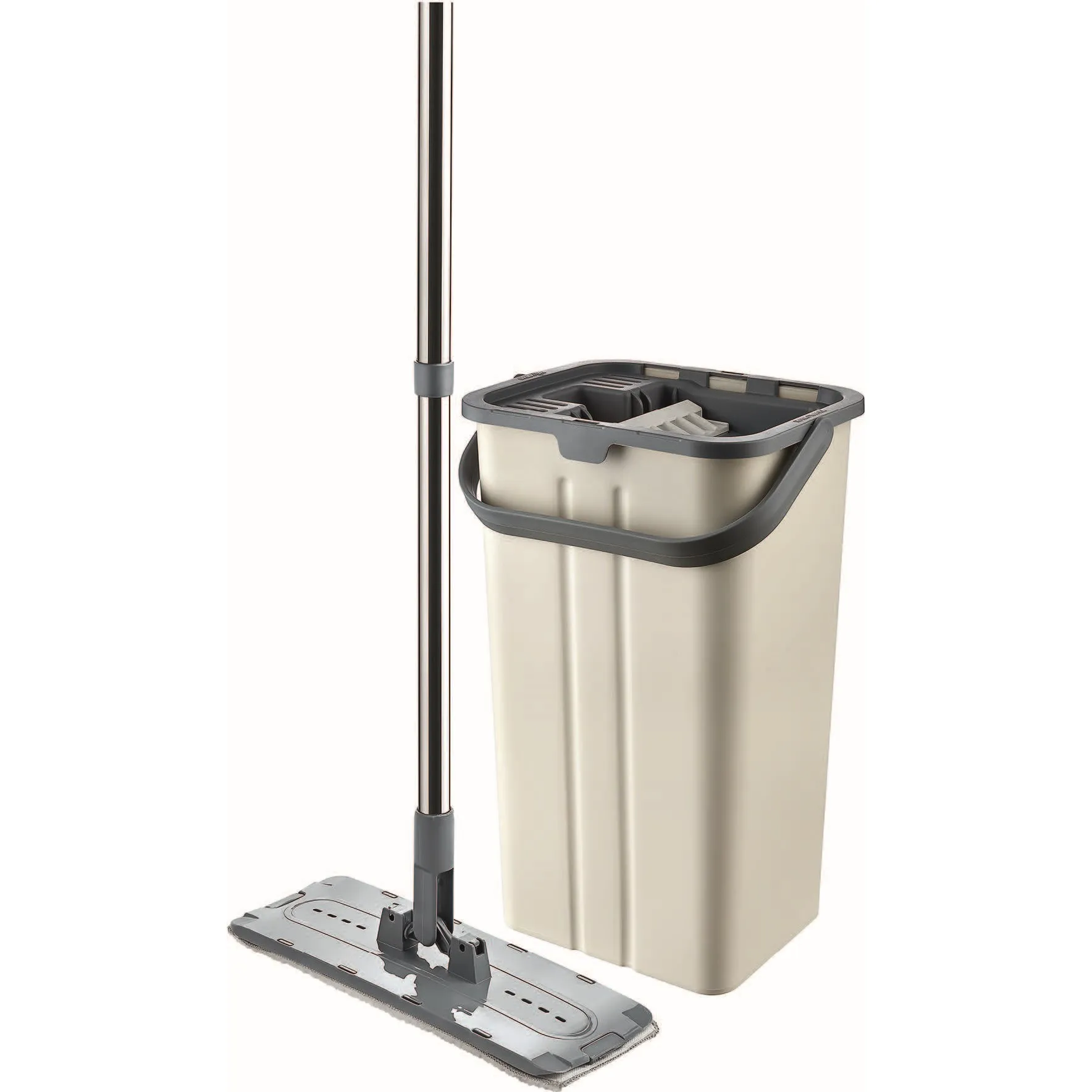 Flat Mop Set with Bucket Microfiber Dust Mop Refillable Easy Use Squeeze Household Cleaning Tools