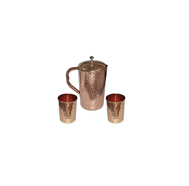 Copper Water Jug with 2 Glasses Set Pure Water Natural Health fashionable Trending design new Hot Selling Wholesale Manufacturer