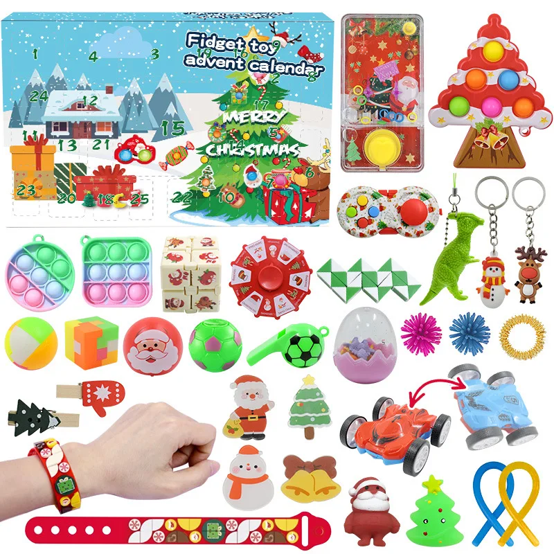 Wholesale Support Customization 24 pcs 25pcs Christmas Gifts Blind Box Popper Sensory Fidget Toy Advent Calendar Christmas Toys