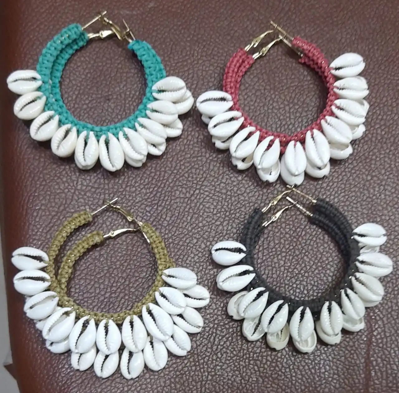 white circular Cowrie Beads fashionable Earrings ER-2018502 latest boho jewelry for womens by indian craftsmen