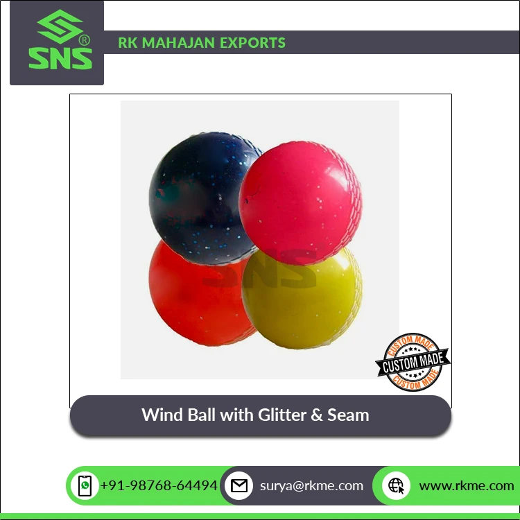 Leading Supplier of Top Quality Soft Ball Wind Ball with Glitter & Seam for Casual Play with Plastic Cricket Bats