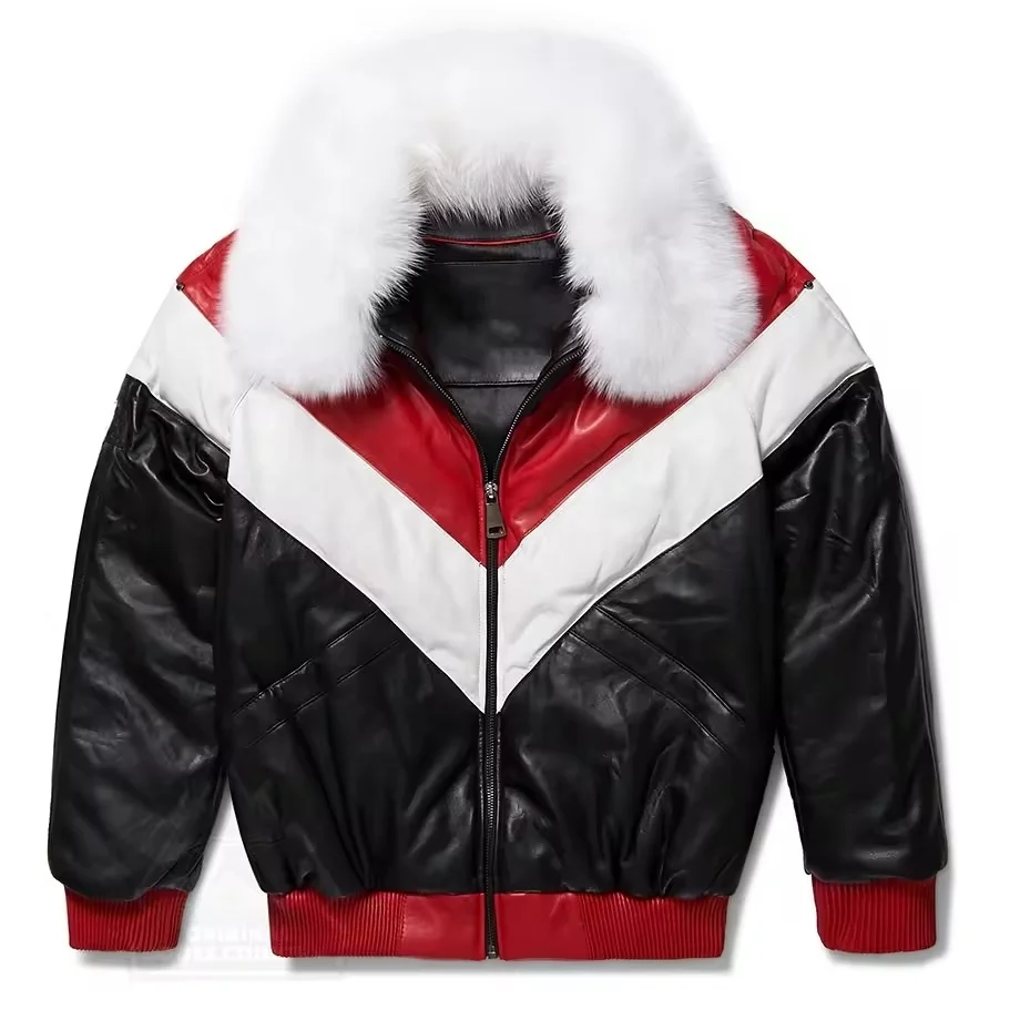 Customized Genuine Lambskin Leather New Style Sublimation Winter Detachable Collar Fur Bomber Jacket Manufacturer Women Jacket