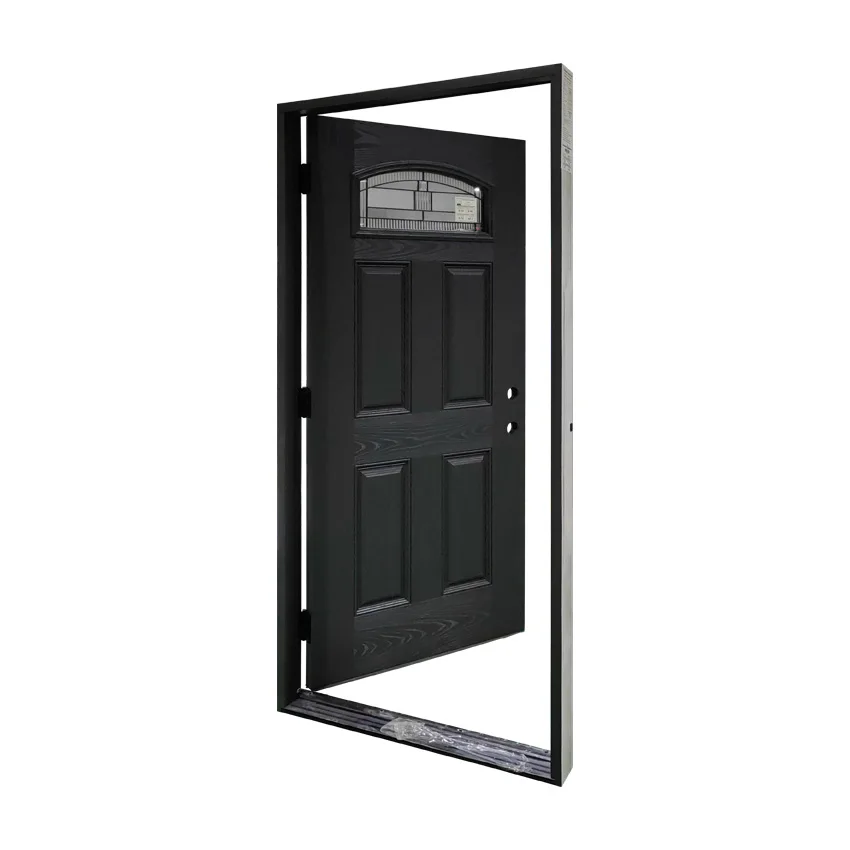 Modern Design Prefnished  6 panel Fiberglass doors with Fames outSwing inswing exterior Interior Door