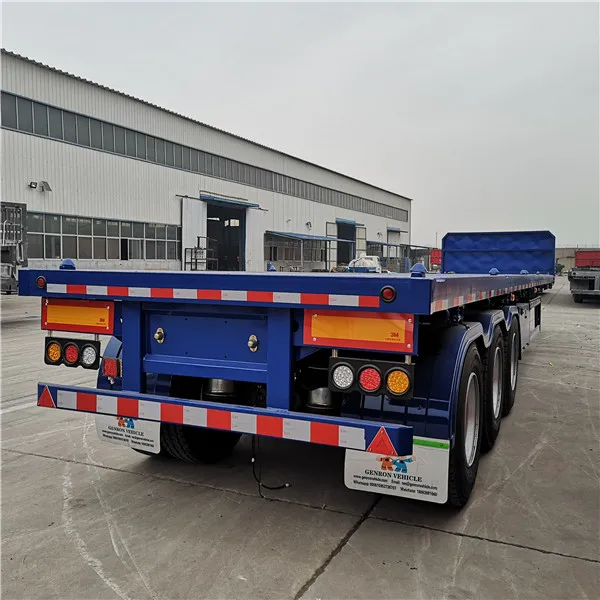 China good quality Flatbed trailer to transport heavy cargo and containers with 3 axles trailers for cars