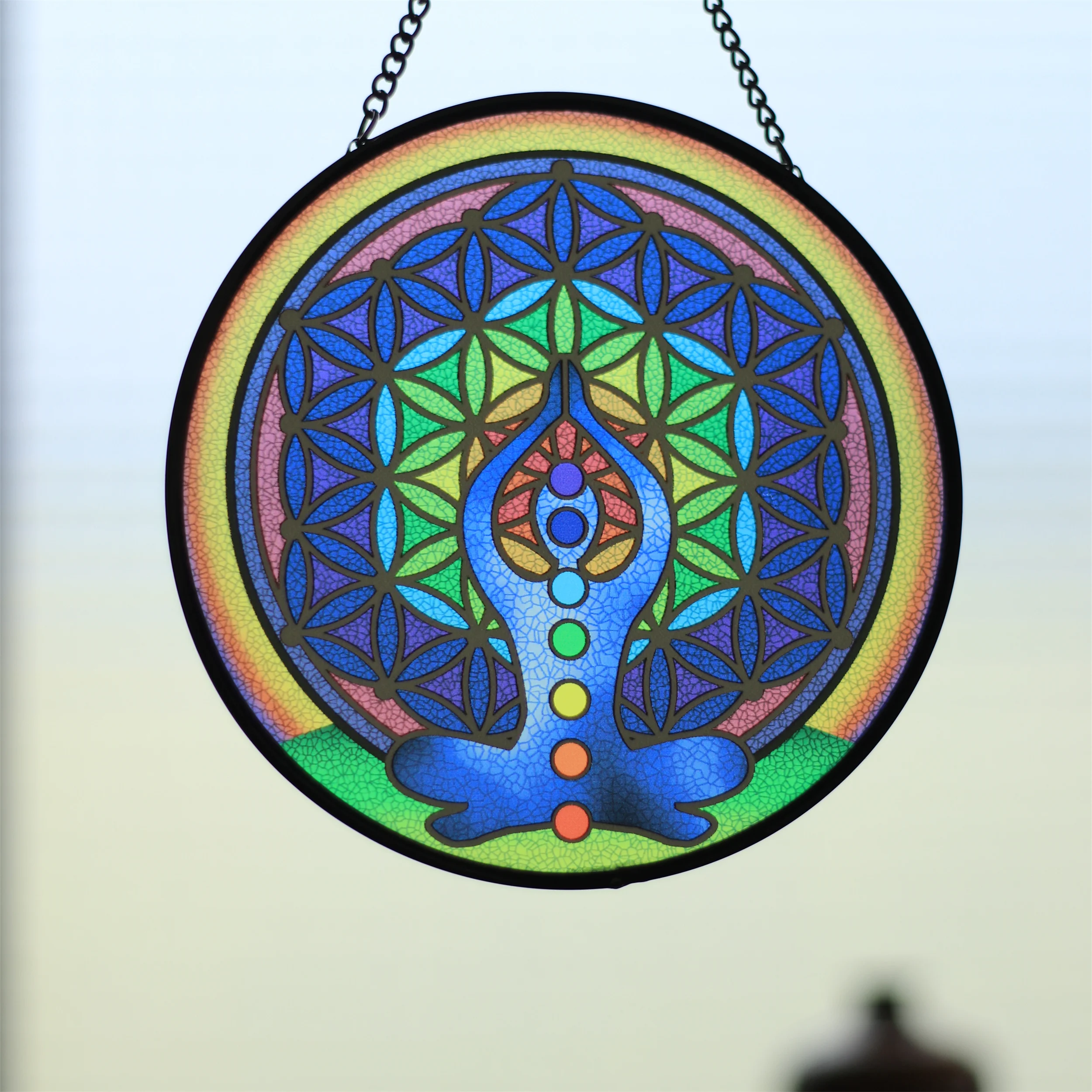 Best Selling Stained Glass Scrap Tiffany Window Decoration Pattern Brushed Nickel Pendant Light Faux Peacock Front For Wholesale