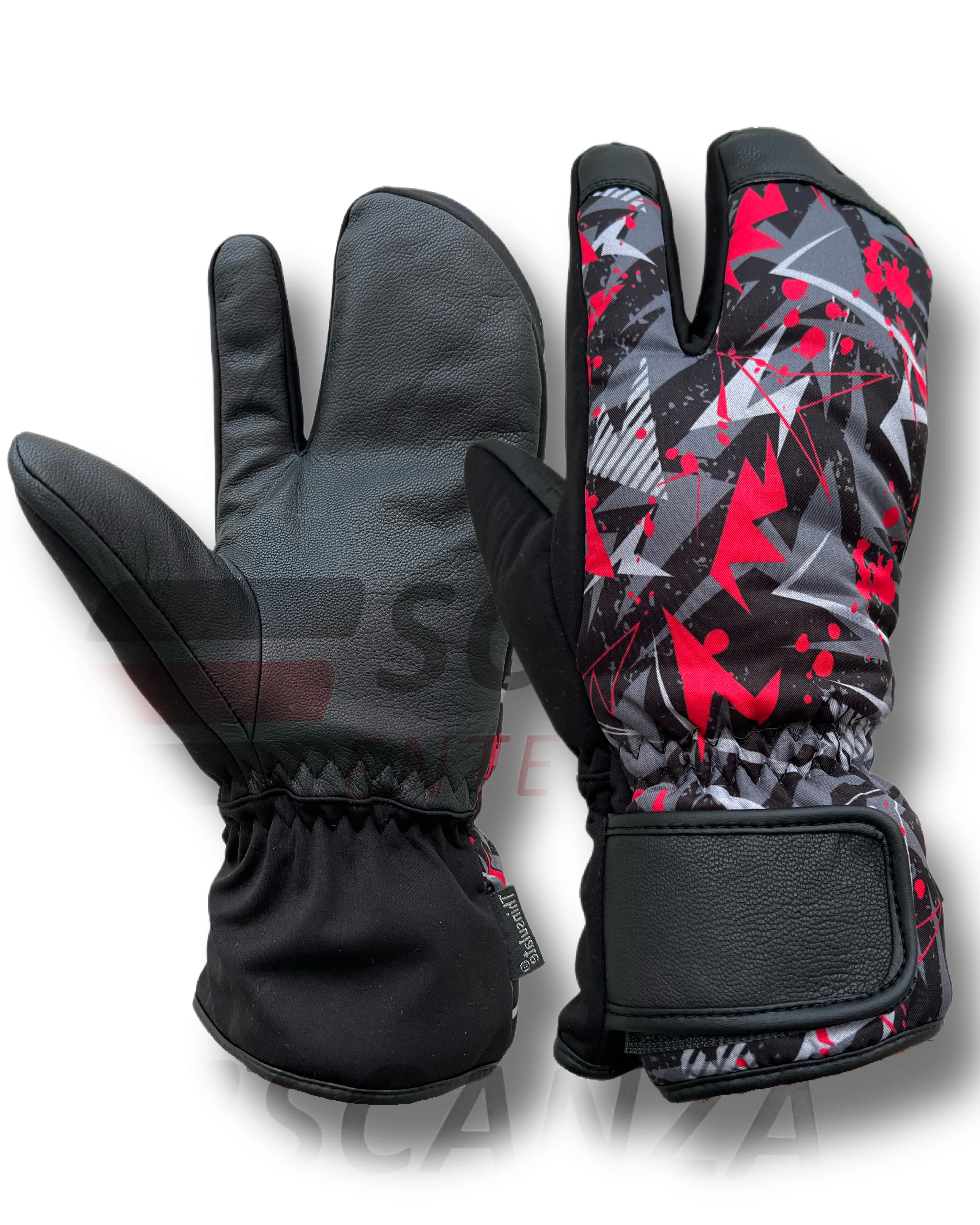 Ski Mitten Gloves Winter Sport Windproof Ski Gloves Mitten Customized Leather Goat Finger Split Waterproof Men S-XXL