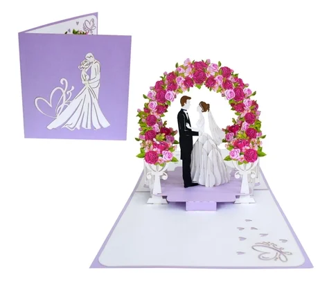 High Quality Custom die-cut floral pattern Marriage Invitation gift glittery Wedding Card greeting Paper Card From Vietnam