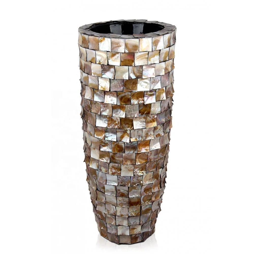 Direct manufacturer mother of pearl shell pot vase planter Seashell Planter Pot handmade in Viet Nam home decoration