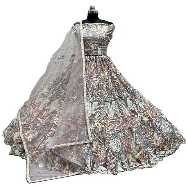 Лидер продаж Свадебная и праздничная одежда женская с вышивкой Lehenga Choli свадебная Lehanga для экспорта сари н Лехенга