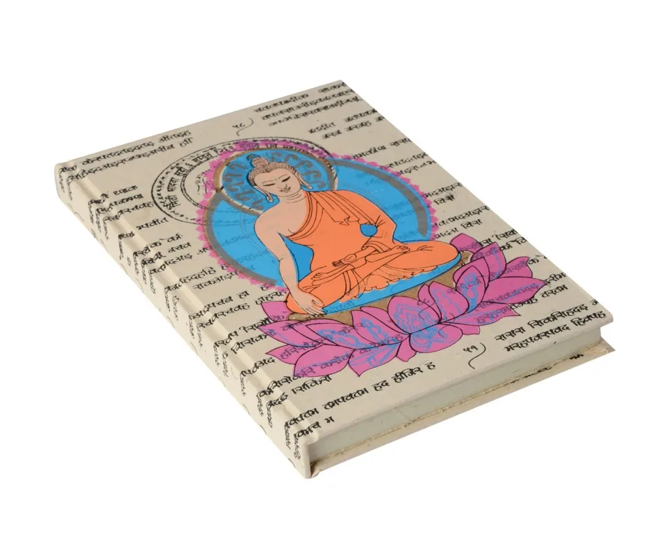 Handmade Paper Journal Diary Notebook hand made cotton vintage paper journals buddha print paper note book pocket journals