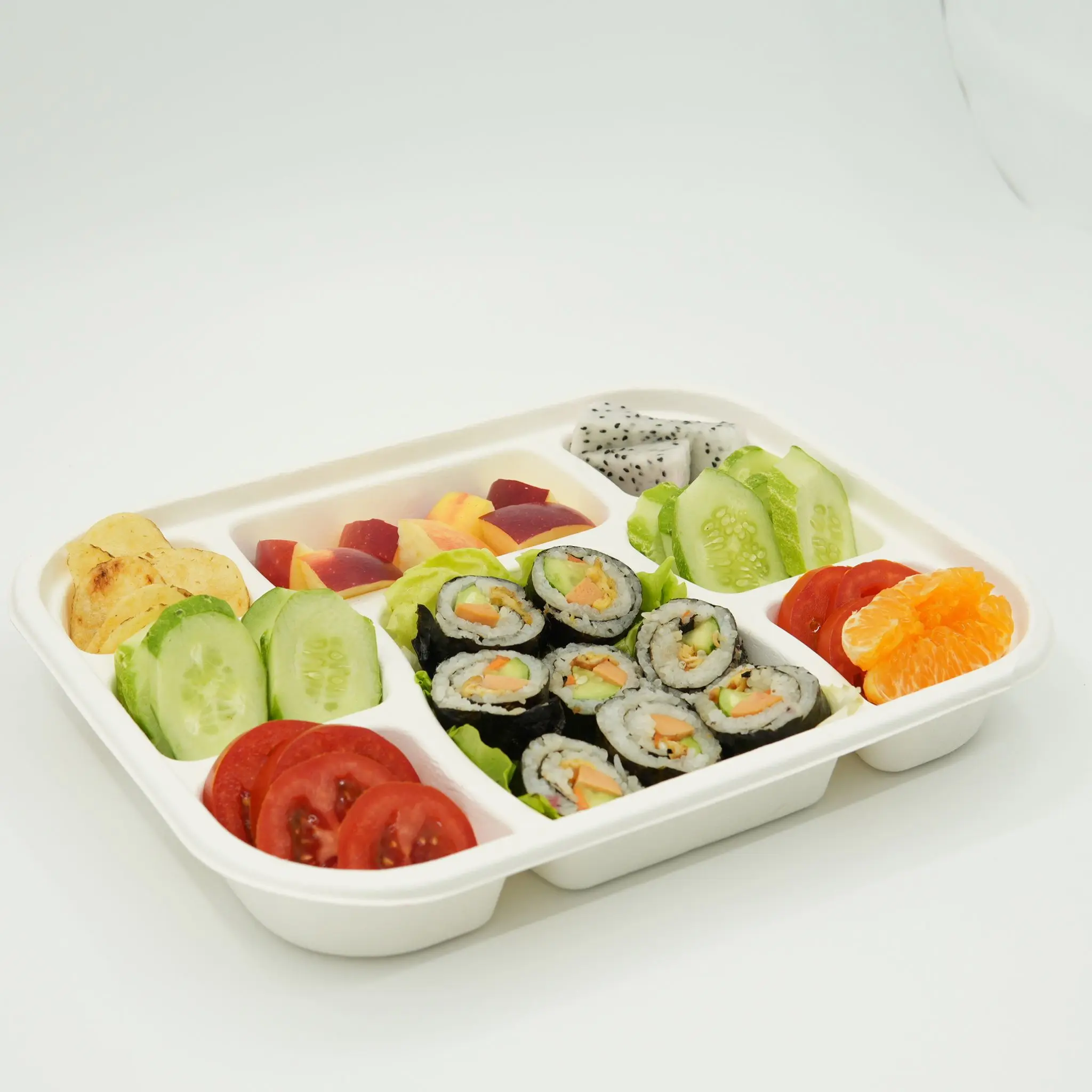Vietnam Manufacturer New Design Wholesale Disposable Food Container 8 Compartment Corn Starch Degradable Food Packing Box