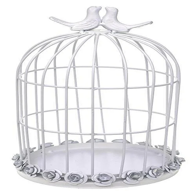 Sustainable Metal Iron Bird Cage Floral Pattern Pet House with Button Closure for Home Decoration