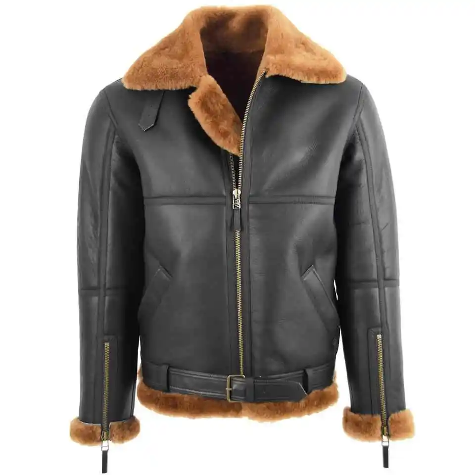OEM Outdoor Windbreaker Padded Insulated Bomber Jacket Warm Fur Hood Custom PU Coating Men Outerwear Black Bomber Jacket For Men