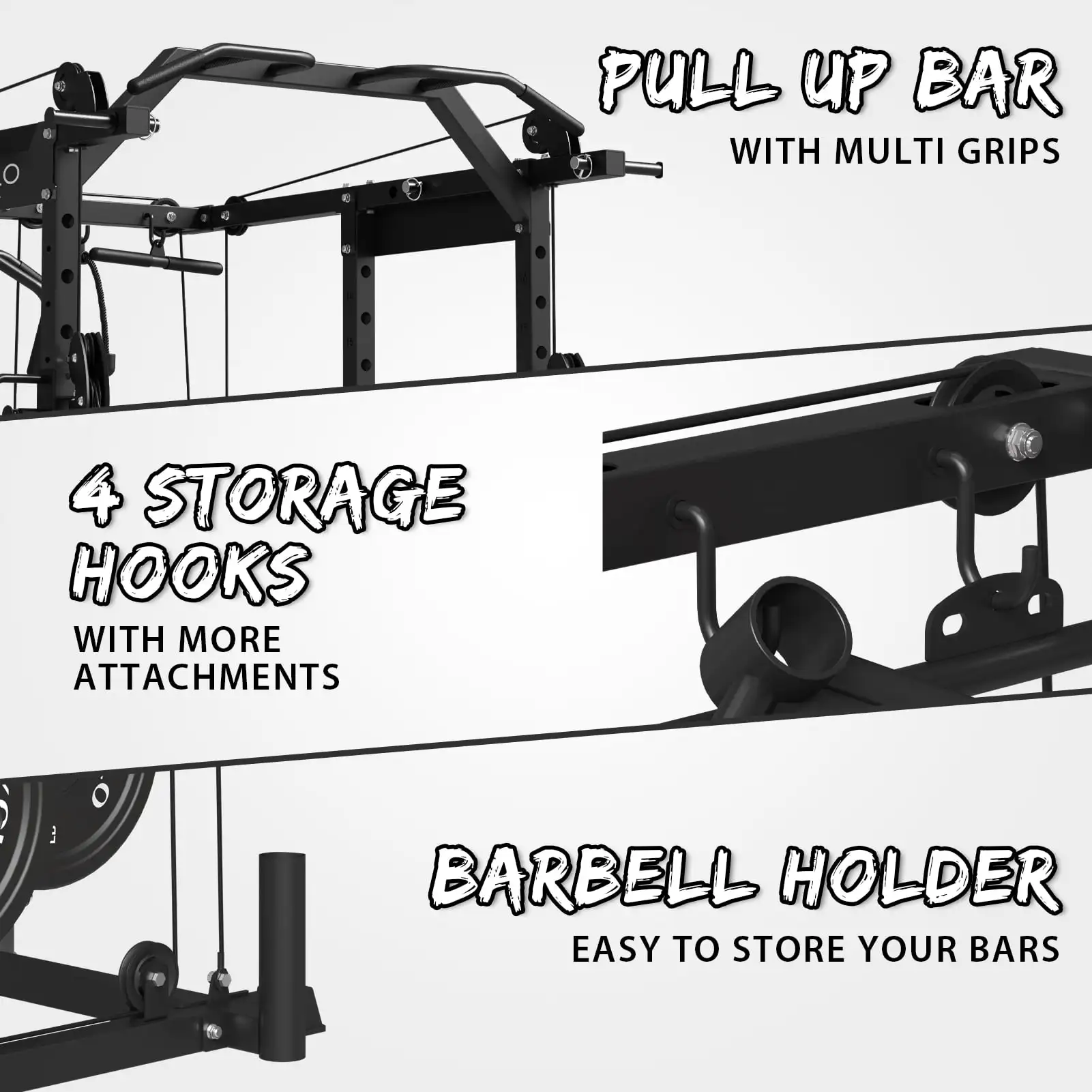 Gym multifunctional strength equipment fitness power rack with cable crossover machine