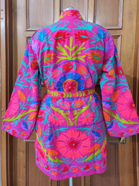 Colorful Uzbek Indian Cotton Jackets Hand Embroidery Suzani Jacket Winter Coat Bohemian Style Overcoat Handmade Unisex Jacket