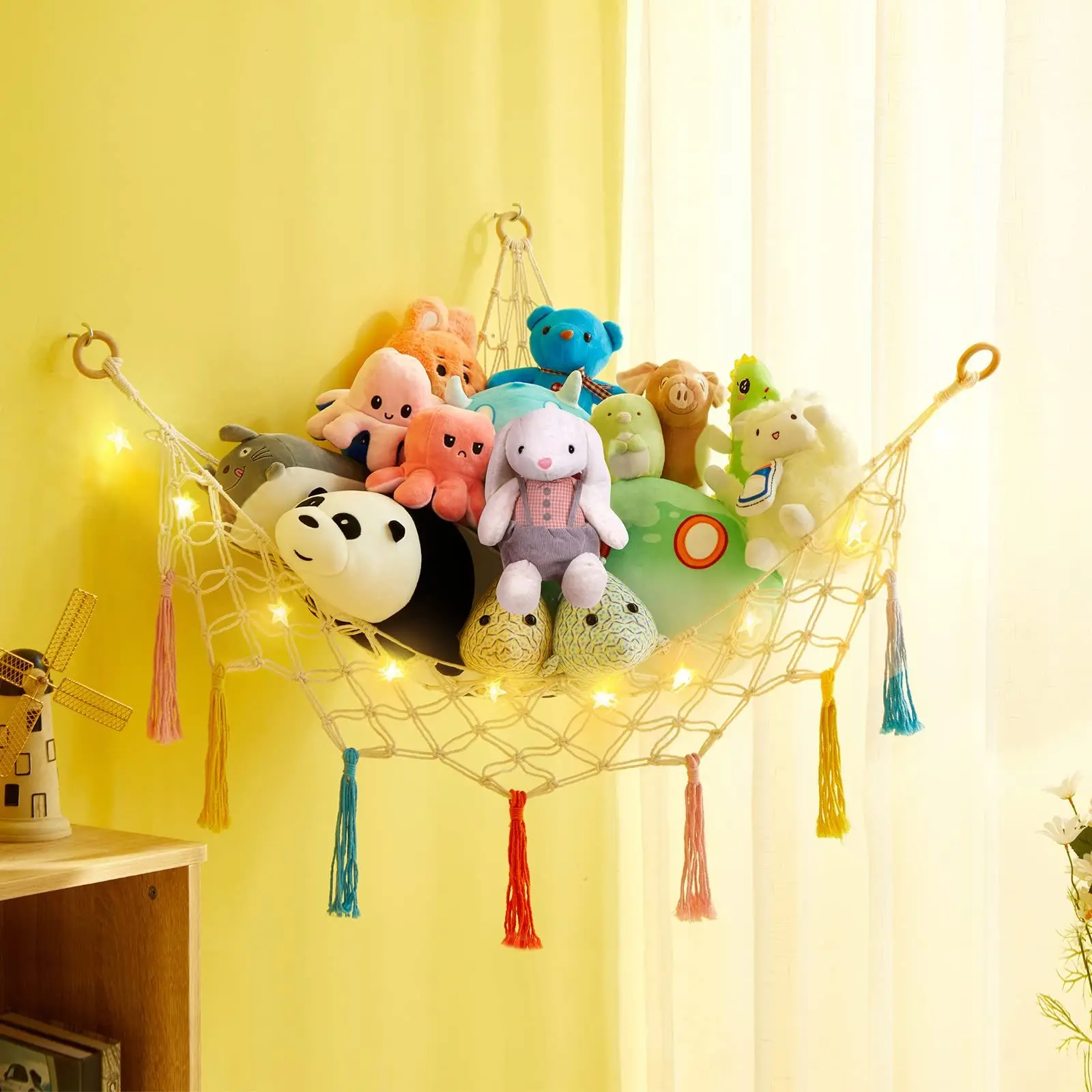 Buy Macrame Teddy Hammock Net For Hanging Stuff Animals Boho Net Storage Wall Hammock Storage Kids Room