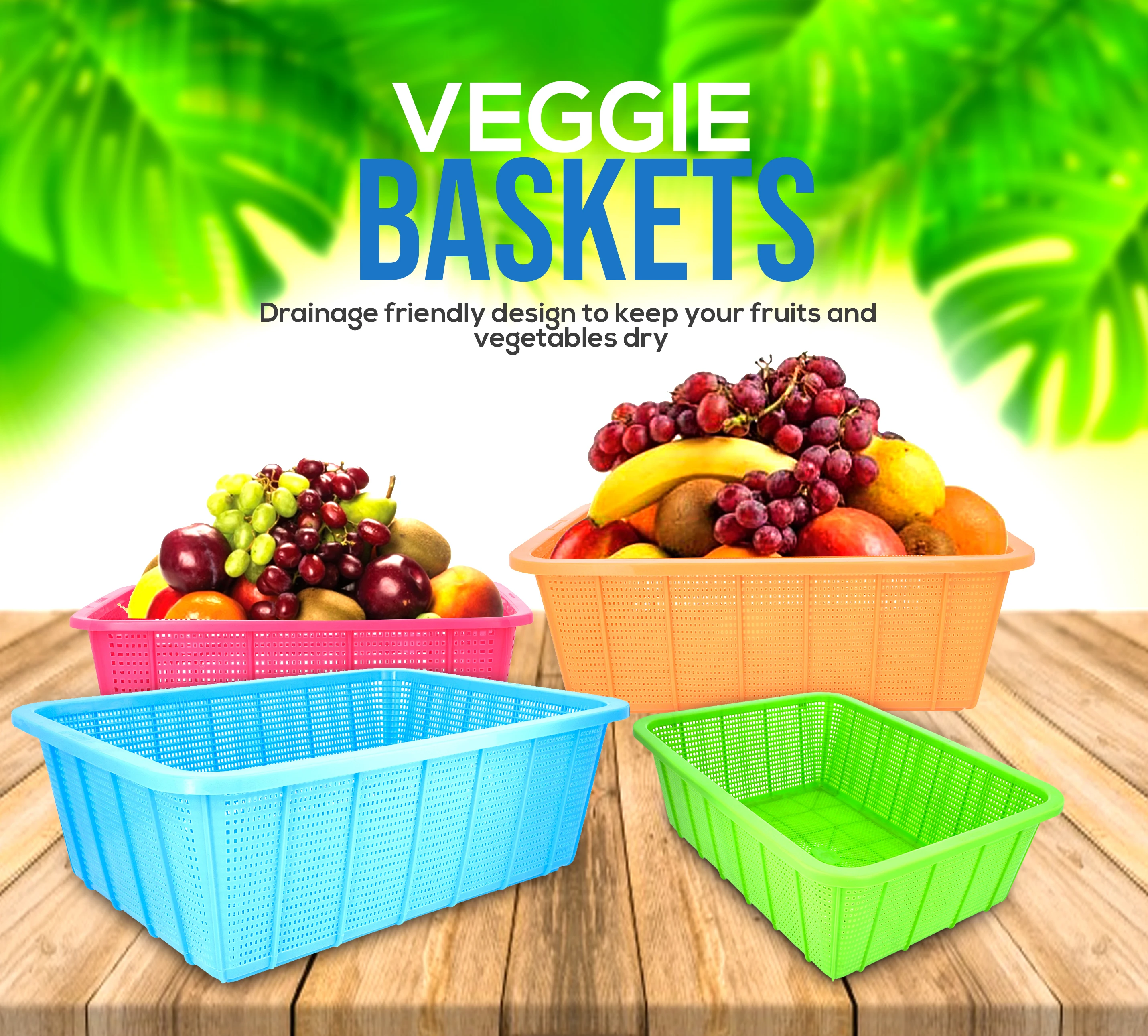 Large Plastic and Cloth Basket with Handles Rainbow Storage Accessories for Home Kitchen & Laundry
