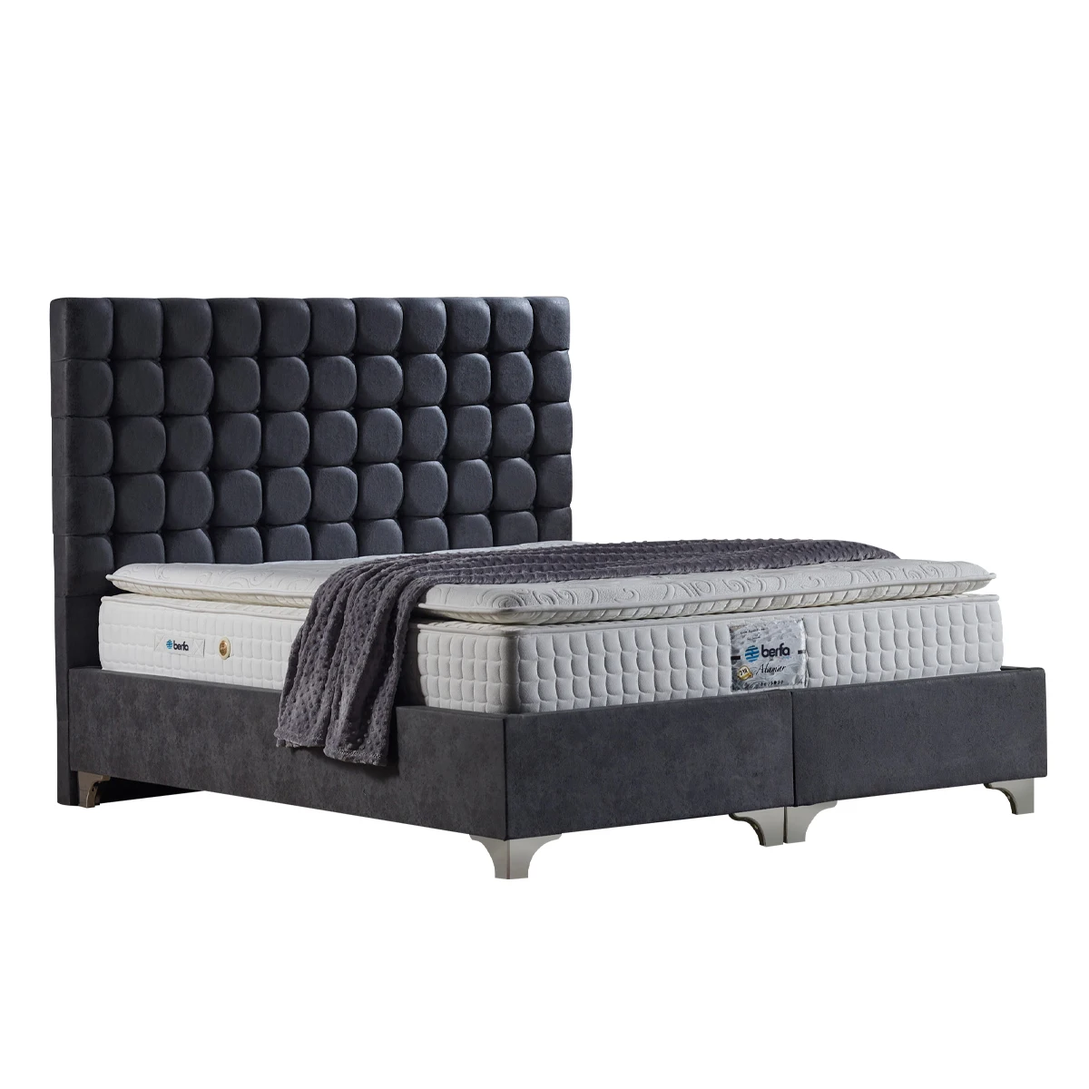 European Style Wooden Furniture Set Turkish Ottoman Storage Boxspring Pocket Spring Mattress Bed Base Side Table Wardrobe