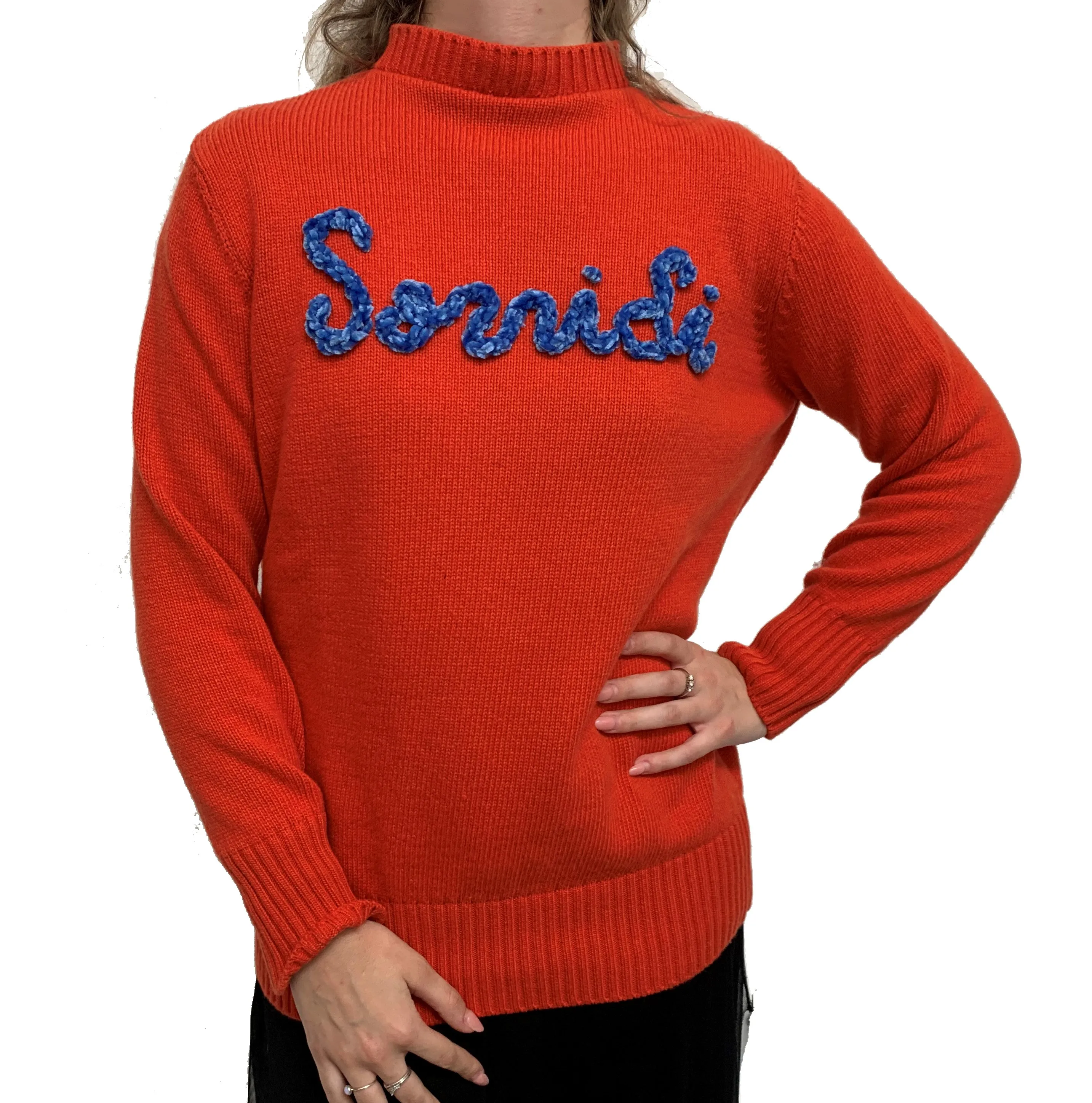 Top Quality Design for Women Made in Italy Casual Knitted Comfortable Fall Winter Sweatshirt With Customizable Word