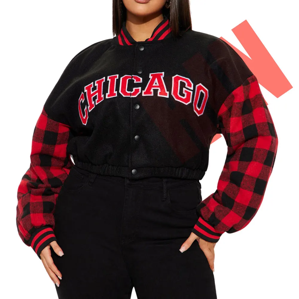 Высококачественная Женская куртка-бомбер с нашивками на шею