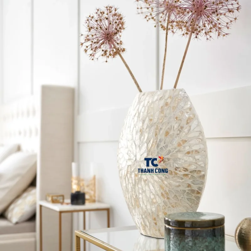 2023 High quality Mother of pearl Vase Capiz Shell Ramadan for home decor MOP vase for display Vietnamese manufacturer