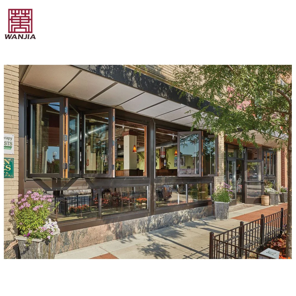 Aluminium Customize Kitchen Bi fold Window Vertical Top Folding Glass Push Up Fold Up Windows