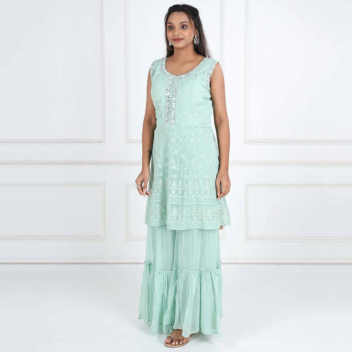 New Arrival Light Weight High Quality Sleeveless Women OEM ODM 2022 3 Piece Pakistani Suit