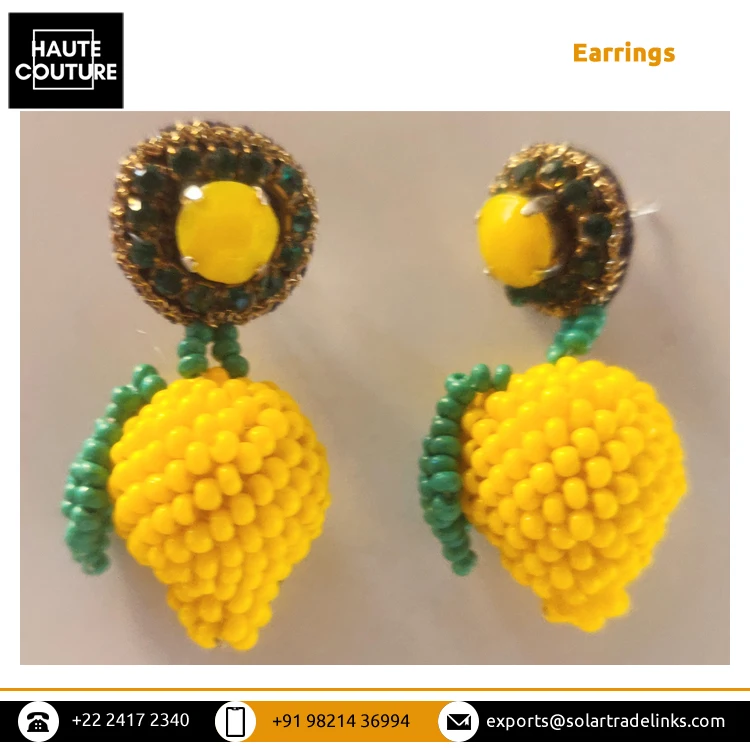 New Luxury Design Girls Jewelry Handmade Lime Shape Stud Earrings Boho Party Wedding Seed Bead Drop Earrings for Women