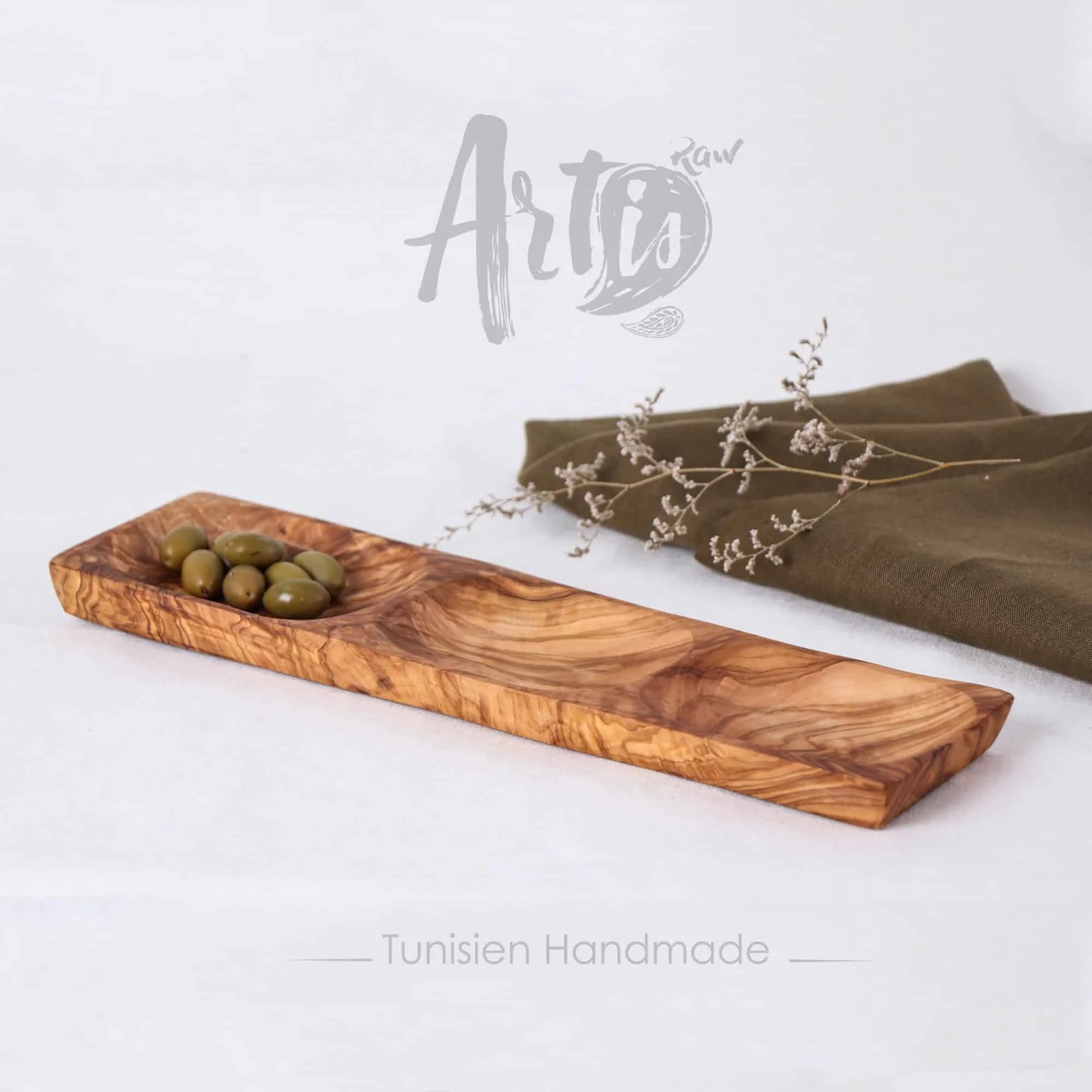 Handmade Olive Wood Divided Dish Premium Rustic Serving Tray High-Quality Eco-Friendly Olive Wood Kitchen Accessory