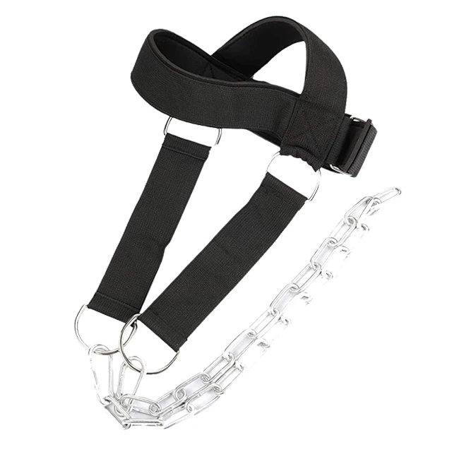 Adjustable Dipping Builder Neck and Head Harness with D Hook Attachment & Weight Lifting Chain Ideal for Strength  Wholesale