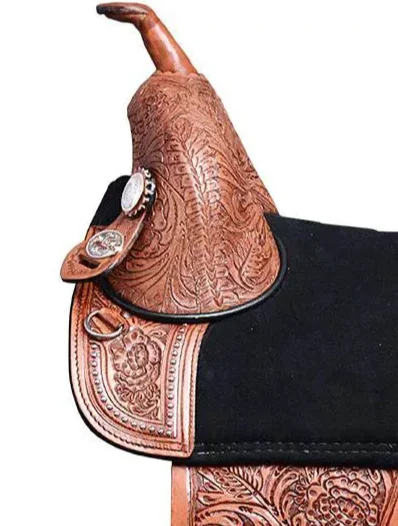 Top Quality Horse Western Treeless Saddle On 100% Pure Indian Leather With Hand Carving  Horse Racing Products From