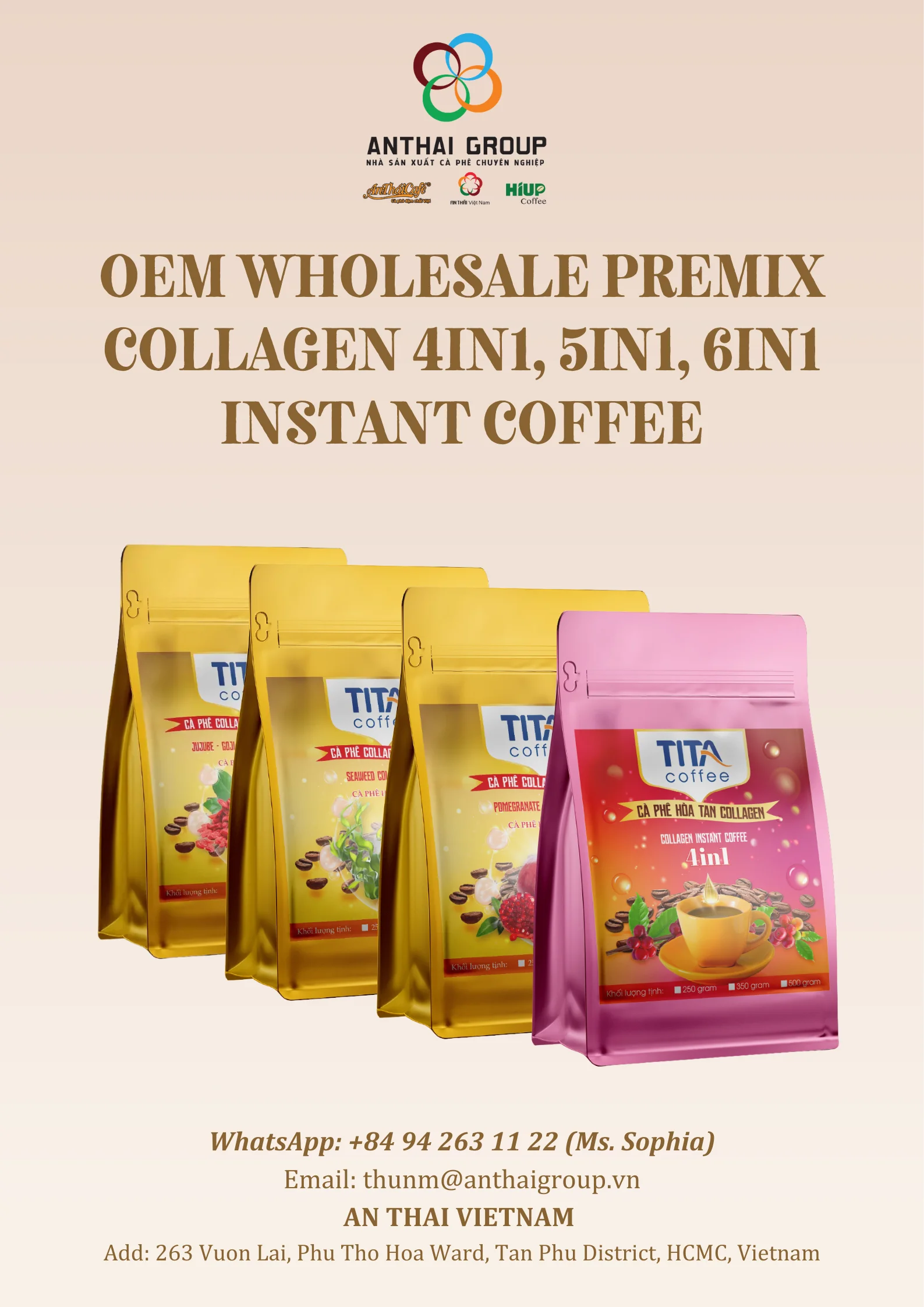 Premix Robusta Jujube Goji Berries Collagen Sweet Mellow Taste OEM Boxed Wholesale 6in1 Creamy Fruity Fragrant Instant Coffee